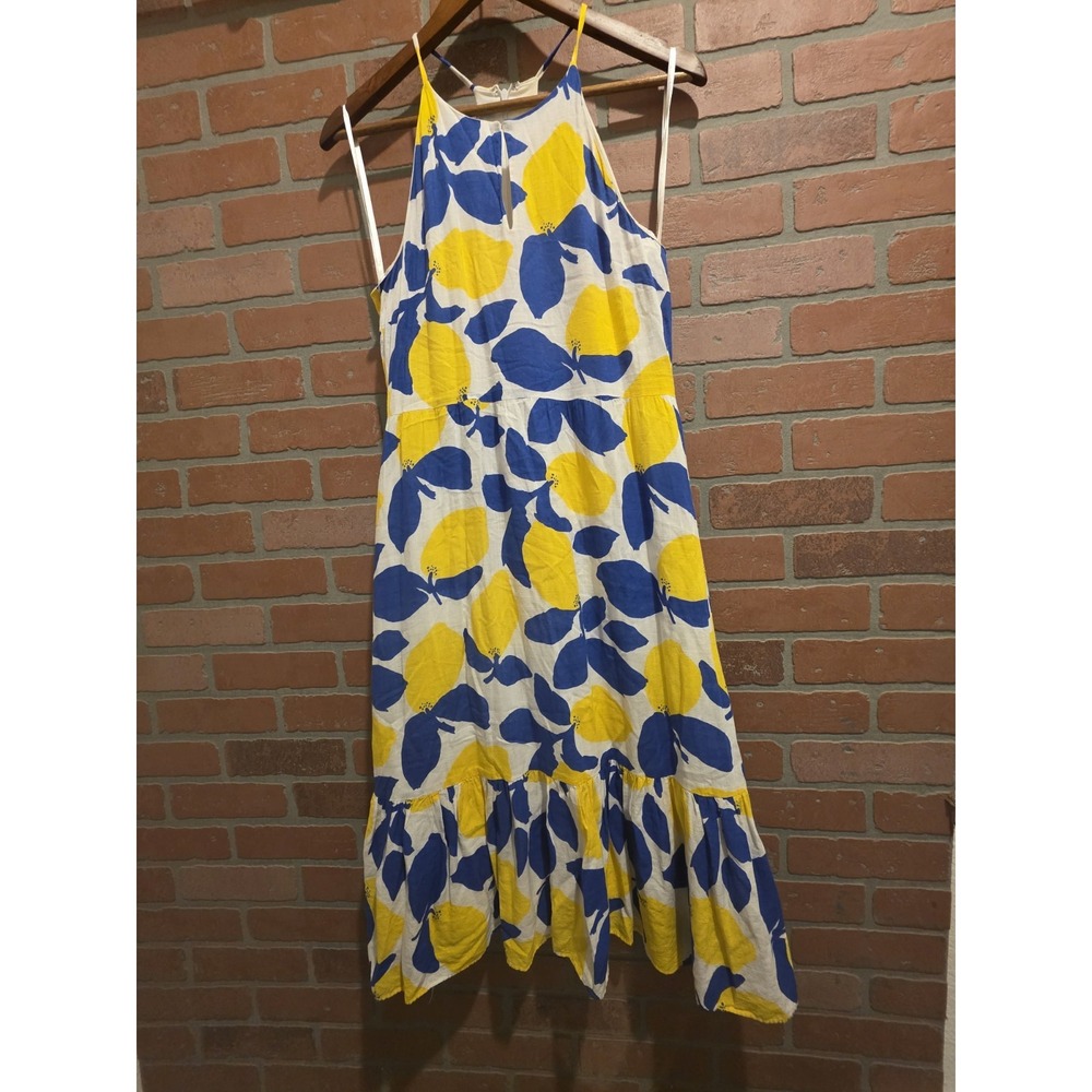 Loft Women's Halter Dress Size 6 Lemon Floral Sleeveless Sku 8